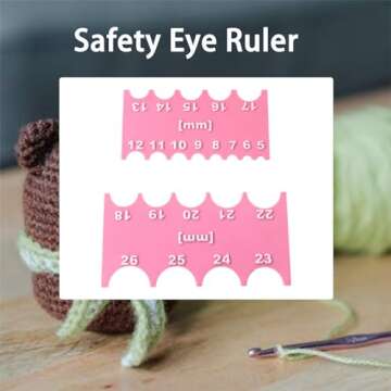 SPANSEE Safety Eye Sizer Tool, Safety Eye Ruler for Amigurumi Doll, Helps You Measure Safety Eyes from 5-26mm Size (Pink)