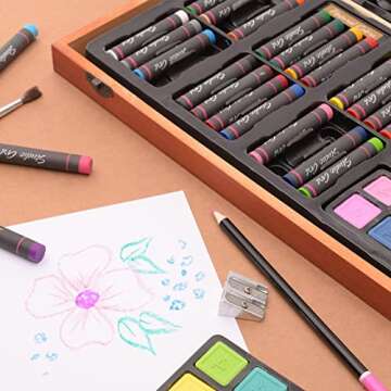 Darice 80-Piece Deluxe Art Set – Art Supplies for Drawing, Painting and More in a Compact, Portabl...