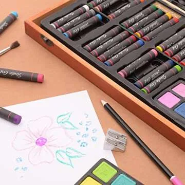 Darice 80-Piece Deluxe Art Set – Art Supplies for Drawing, Painting and More in a Compact, Portabl...