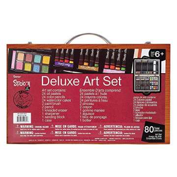 Darice 80-Piece Deluxe Art Set – Art Supplies for Drawing, Painting and More in a Compact, Portable Case - Makes a Great Gift for Beginner and Serious Artists