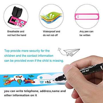 12 pcs Bracelets for Boys ID Wristband,Bracelets for Kids ID Safety Wristbands Infobands Child Travel Event Field Trip, Identification Bracelets Waterproof ID Band Anti Lost ID Wristband