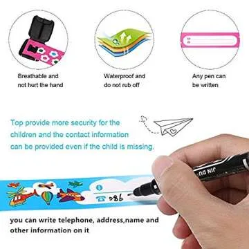 12 pcs Bracelets for Boys ID Wristband,Bracelets for Kids ID Safety Wristbands Infobands Child Travel Event Field Trip, Identification Bracelets Waterproof ID Band Anti Lost ID Wristband