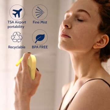 Fezner 6 Pack Portable Card Spray Bottle, 37ML Refillable Perfume Bottle Portable Moisturizing Sprayer Box with Hook (Light)