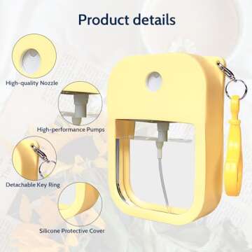 Fezner 6 Pack Portable Card Spray Bottle, 37ML Refillable Perfume Bottle Portable Moisturizing Sprayer Box with Hook (Light)