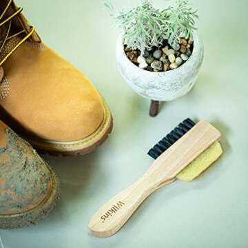 Wilkins Suede Shoe Cleaner Brush - Yellow Rubber Suede Eraser with Soft Bristle Brush for Suede Cleaner and Nubuck Brush