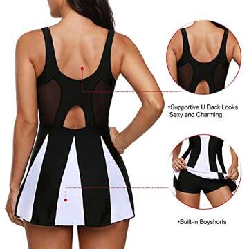 Stylish Zando One Piece Swimdress with Tummy Control