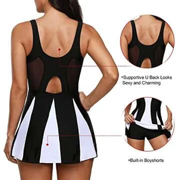 Stylish Zando One Piece Swimdress with Tummy Control