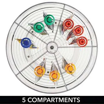 mDesign Deep Lazy Susan Turntable Storage Food Bin Container - Divided Spinning Organizer - 5 Sections - for Kitchen Cabinets, Pantry, Refrigerator, Countertops - BPA Free, 2 Pack - Clear