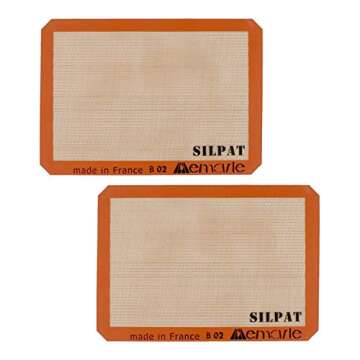 Silpat Half Size 11.6 x 16.5 Inch Nonstick Baking Mat for 13 x 18 Inch Pans, Set of 2