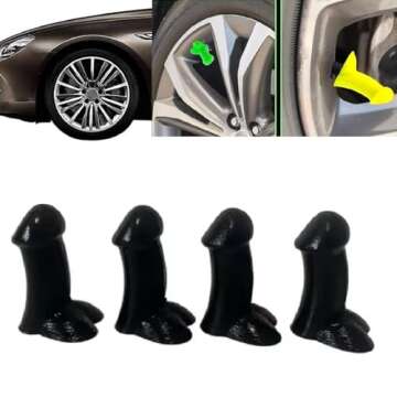 4Pack Funny Prank Tire Valve Stem Caps - Hilarious Gag Gifts for Cars & Bikes