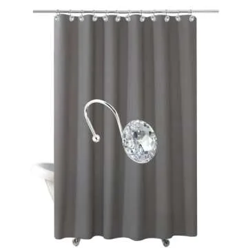 12PCS Shower Curtain Hooks Rings for Bathroom, Stainless Steel Rust Resistant Decorative Rhinestones Hangers for Shower Curtains, Clothing, Towels, etc.