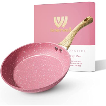 8-Inch Pink Nonstick Egg Pan, PFOA-Free Stone Cookware Skillet, Induction Compatible