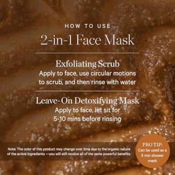 KORA Organics Turmeric Brightening & Exfoliating Mask, Multi-Use Facial Scrub, Polish & Illuminate, ...