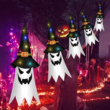 Shearly Outdoor Halloween Decor with Glowing Witch Hats