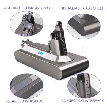 Upgrade V10 [6000mAh/6.0Ah] Battery Replacement for V10 Animal V10 Absolute V10 Motorhead V10 Fluffy V10 Total Clean Cordless Stick Vacuum Cleaner Li-ion Battery Dyson V10 Battery with Filter