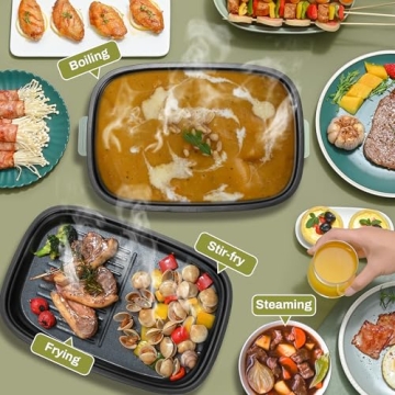 SUSTEAS 2 in 1 Electric HotPot for Easy Cooking & BBQ