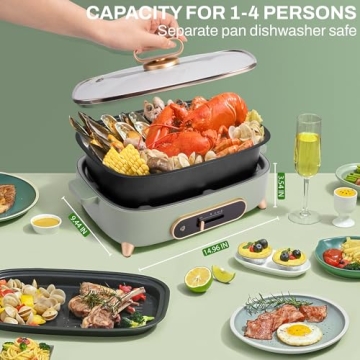 SUSTEAS 2 in 1 Electric HotPot for Easy Cooking & BBQ