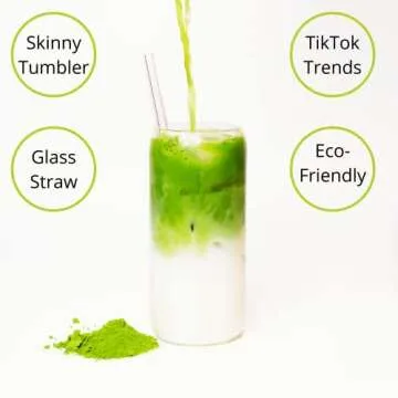 Sunshine Co. 20oz Glass Tumbler Iced Coffee Cup Beer Can (with Glass Straw and Bamboo Lid) Matcha Tea Tik Tok Reusable