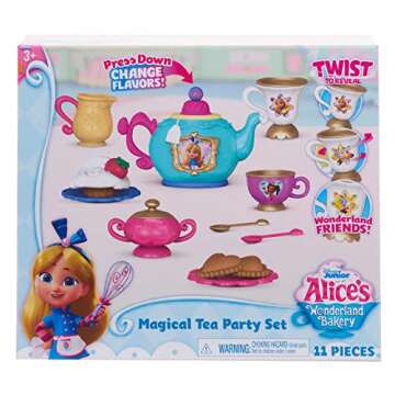 Disney Junior Alice’s Wonderland Bakery Tea Party, Kids Tea Set for 2, Officially Licensed Kids Toys for Ages 3 Up by Just Play