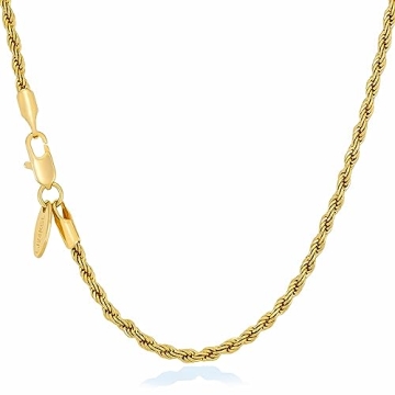 24k Gold Plated Rope Chain Necklace for Men & Women