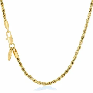Luxury 24k Gold Plated Rope Chain Necklace - Elegant Unisex Design