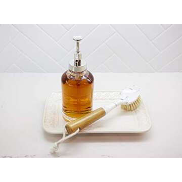 Bellasera Cleaning Collection Dish Brush with Built-in Food Scraper Featuring Upscale Marble Detailing & Bamboo Handles