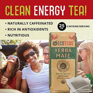 ECOTEAS Unsmoked Yerba Mate Tea Bags - Organic Energy Boost