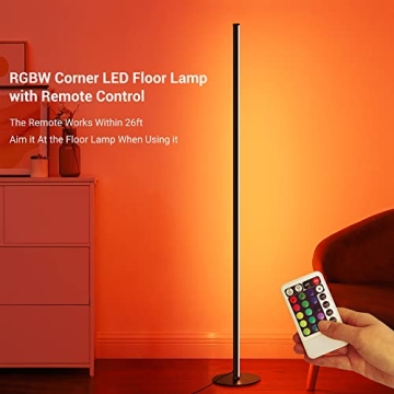 EDISHINE RGBW LED Corner Floor Lamp Dimmable Remote Control