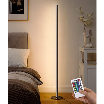 EDISHINE RGBW LED Corner Floor Lamp Dimmable Remote Control