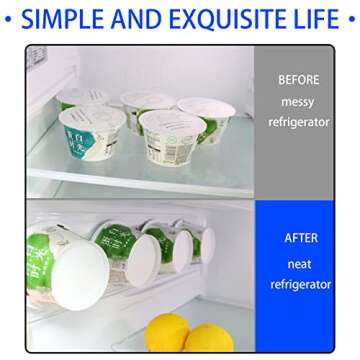 Samvitral Yogurt Organizer for Fridge,Slider Organizer,Refrigerator Organizer Storage, Simple Installation,Small Space Organization Space Saving,For 3.75" Yogurt - 2 Pack