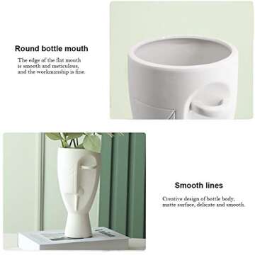 Face Art Vases, Delicately Carved Face Style Vases, Simple Ceramic Vases, Creative Floral Vases, Home Office Decor Vases