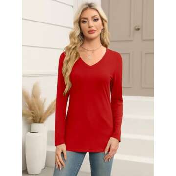 Elesomo Women’s V-Neck Cotton T-Shirt for Casual Wear