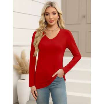Elesomo Women’s V-Neck Cotton T-Shirt for Casual Wear