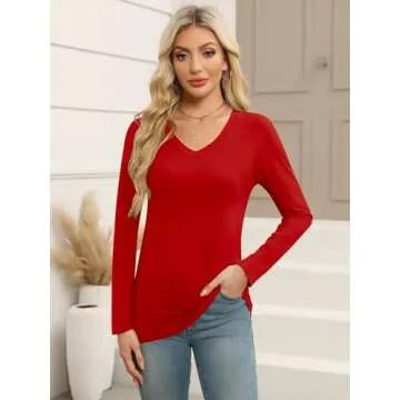 Elesomo Women’s V-Neck Cotton T-Shirt for Casual Wear