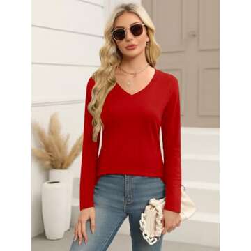 Elesomo Women’s V-Neck Cotton T-Shirt for Casual Wear