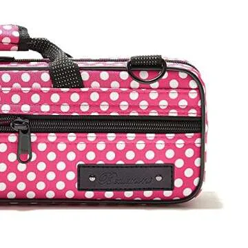 Beaumont Pink Polka Dot Flute Case with Shoulder Strap
