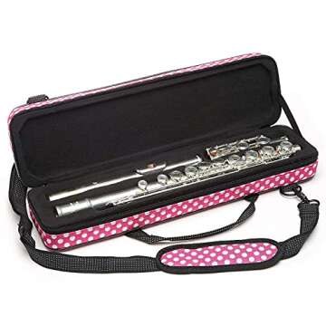 Beaumont Pink Polka Dot Flute Case with Shoulder Strap