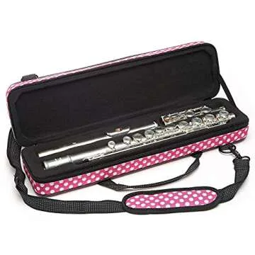 Beaumont Pink Polka Dot Flute Case with Shoulder Strap