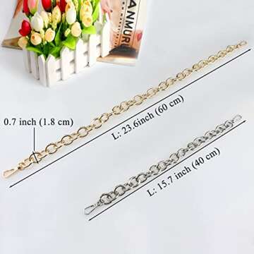 BEAULEGAN Purse Chain Handles Replacement for Handbag or Shoulder Bag 2 PCS, 15.7 Inch Long (Gold)