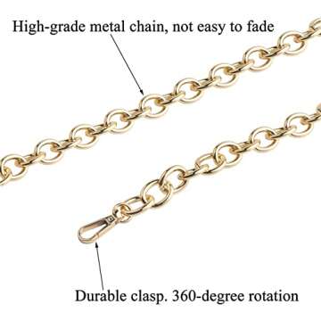 BEAULEGAN Purse Chain Handles Replacement for Handbag or Shoulder Bag 2 PCS, 15.7 Inch Long (Gold)