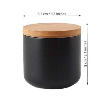 Telotela Pure Color Ceramic Sugar Bowl with Wooden Lid Sugar Dispenser Salt Pepper Storage Jar Pot S...