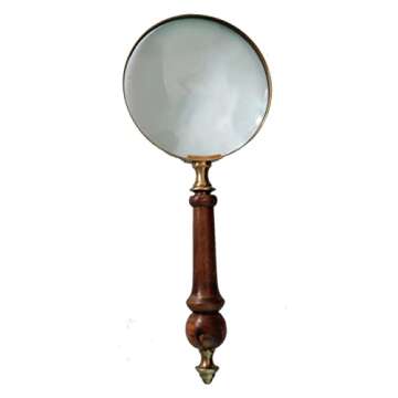Deconoor 10X Handheld Magnifying Glass Lens, Antique Brass Magnifier, Fine Print Reading, Inspection...