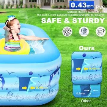 StarOcean Inflatable Pool with Lights, Upgraded Family Inflatable Swimming Pool for Kids,Adults, Blow up Pool Solar Powered, Large Kiddle Pool, 105"x65"x25''Oversized Thickened Pool for Backyard