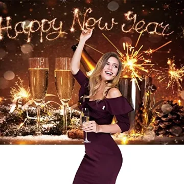 DASHAN 7x5ft Happy New Year 2024 Backdrop for Celebrations