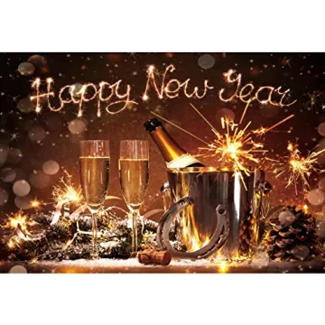 DASHAN 7x5ft Happy New Year 2024 Backdrop for Celebrations