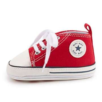 KIDSUN Tutoo Unisex Baby Boys Girls High Top Sneaker Soft Anti-Slip Sole Newborn Infant First Walkers Canvas Denim Shoes