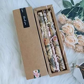 Striped Taper Candle White Candlestick - Gedengni Handcrafted Candles Unscented Wax Candles for Wedding Home Holiday Decor,2pcs