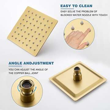 Esnbia Shower Tub Kit, Tub and Shower Faucet Set（Valve Included) with 6-Inch Rain Shower Head and Tub Spout, Single-Handle Tub and Shower Trim Kit,Brushed Gold