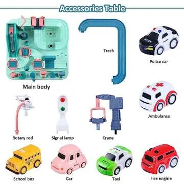YEZI Car Adventure Toys for Kids, City Rescue Playsets Magnet Toys w/ 6 Mini Cars, Puzzle Rail Car, Preschool Educational Car Games Gift for 3 4 5 6 7 Year Old Boys Girls