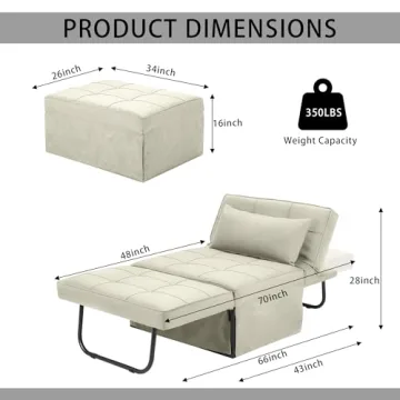 BIGSYYS 4 in 1 Folding Ottoman Bed for Modern Living Spaces